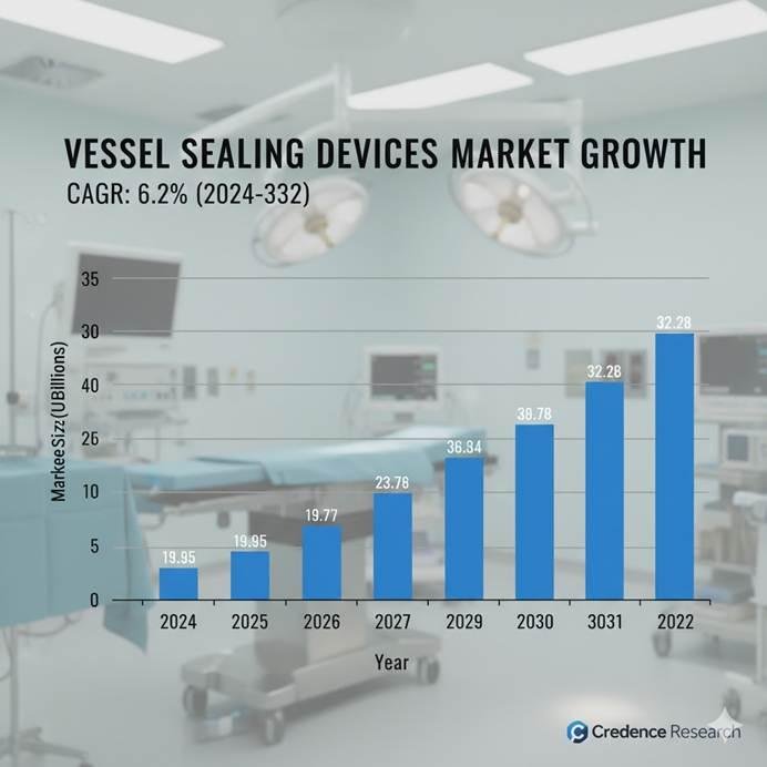 A chart of a medical room with a chart of the market growth